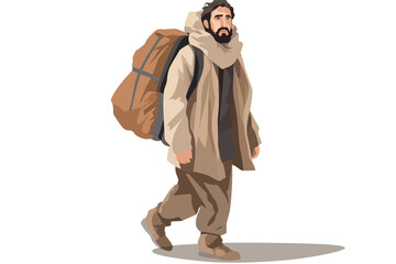 Wall Mural - refugee man isolated vector style