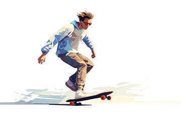 Wall Mural - man skateboarding vector flat minimalistic isolated vector style illustration