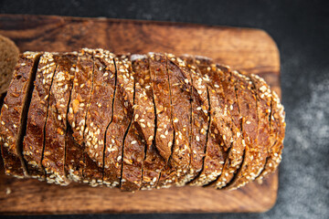 bread Rye baked slice sunflower seed fresh goods food healthy fresh cooking appetizer meal food snack on the table copy space food background rustic top view