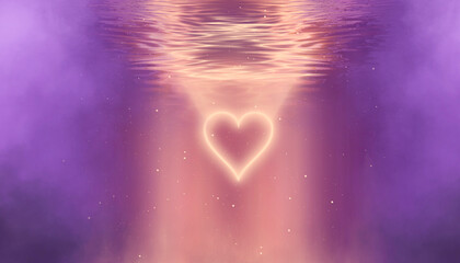 Wall Mural - abstract futuristic neon landscape, heart. 3d illustration