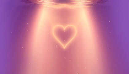 Wall Mural - Abstract futuristic neon landscape, heart. 3D illustration