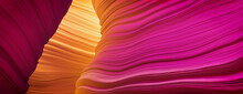 3D Rendered Cave With Pink And Yellow Undulating Surfaces.