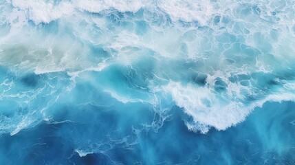  Aerial view coast waves on beach with clear water in tropical island shore. Generate AI image