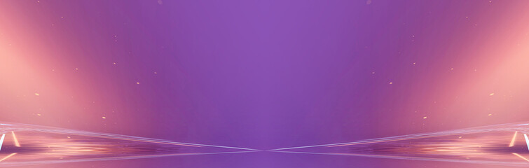 Wall Mural - Abstract futuristic neon landscape with palm trees. 3D illustration