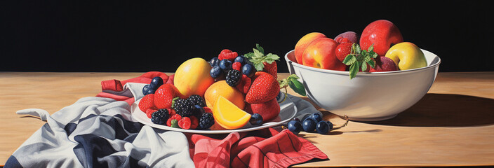 Wall Mural - fresh fruits on the plate.