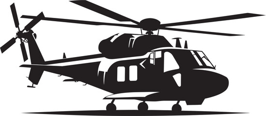 Wall Mural - Sleek Precision Black Combat Helicopter Emblematic Representation Aerial Defender Vector Black Helicopter Symbolic Mark
