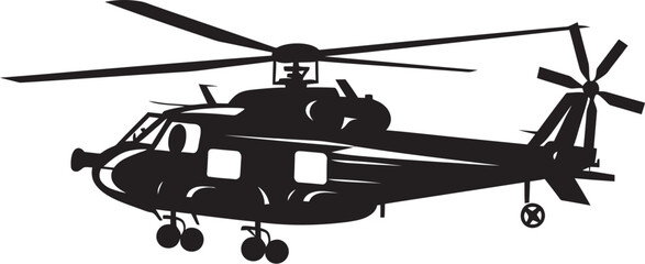 Wall Mural - Dynamic Assault Vector Black Helicopter Emblematic Symbolism Tactical Wings Black Combat Helicopter Iconic Icon