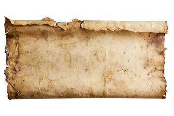 Horizontal banner made of old paper, cut out - stock png.