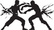 Struggle Intensity Two Men in Black Icon Combatant Duo Black Fighting Logo Design