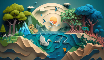 Paper art ecology and world water day