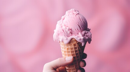 Wall Mural - close up of pink ice cream

