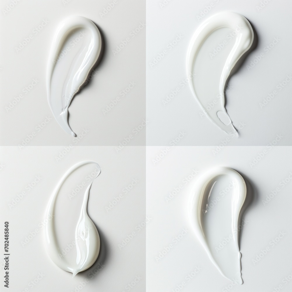 White body lotion texture swatch sample variation, isolated on white ...
