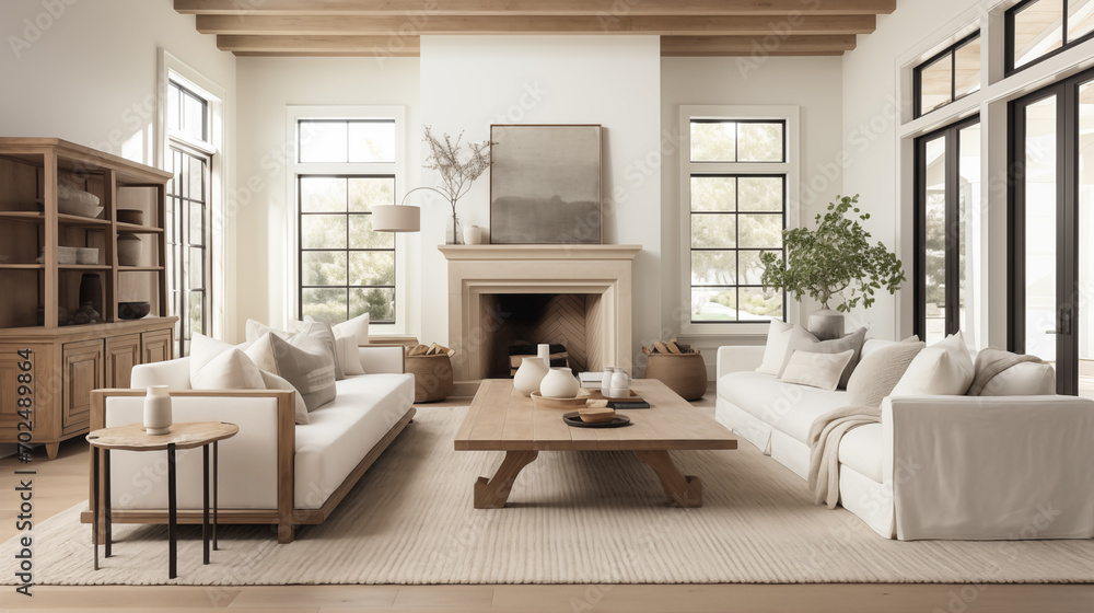 living room scene complete, neutral color palette Stock Photo | Adobe Stock