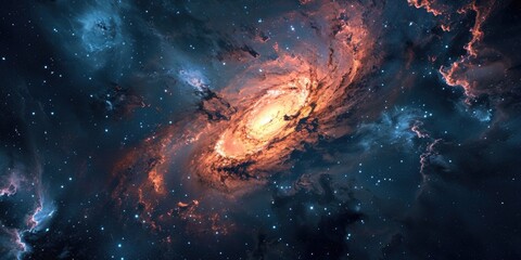 Canvas Print - a stunning image of a large spiral galaxy with stars in the background. perfect for astronomy enthus