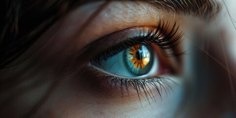 Poster - A detailed close-up of a person's blue eye. Versatile image that can be used for various concepts and themes