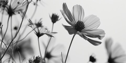 Sticker - A black and white photo of a flower. Suitable for various uses