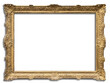 Curved antique gold picture frame. Canvas on white background