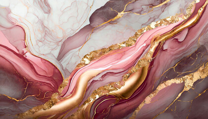 Wall Mural - Pink gold marble background , abstract alcohol ink. Backdrop design.