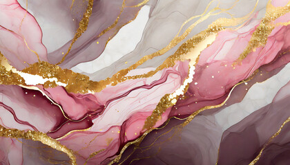 Wall Mural - Pink gold marble background , abstract alcohol ink. Backdrop design.