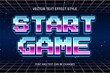 start game pixel art neon style editable text effect font gaming text logo template background design