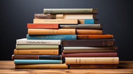 Fototapete - Stack of books on white background : Generative AI