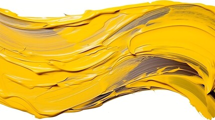 Poster - Yellow acrylic paint stroke isolated on white background : Generative AI
