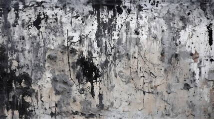 Aufkleber - splashing black ink. paint background black brush strokes on old cement wall : Generative AI