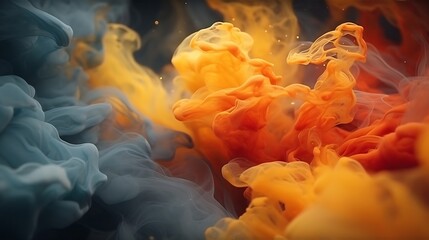 Aufkleber - Beautiful abstraction of liquid paints in slow blending flow mixing together gently : Generative AI