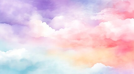 Poster - Colorful pastel drawing paper texture vector bright banner, print. Hand painted watercolor sky and clouds, abstract watercolor background, vector illustration for greeting, poster, des : Generative AI