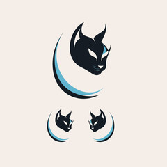 Wall Mural - Cute cat vector logo design template. Cute cat icon.