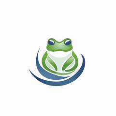 Wall Mural - Green frog isolated on a white background. Vector illustration