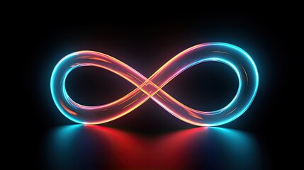 Canvas Print - 3d cycled animation of a glowing line sliding in the shape of an infinity symbol.