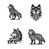 Fototapeta Koty - wolf tribal tattoo logo icon design illustration