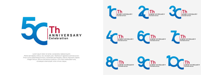 Wall Mural - anniversary vector design set blue and red color for celebration day