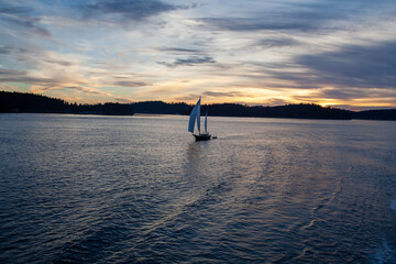 sailing in the sunset