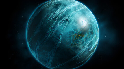 Wall Mural - Realistic blue planet in galaxy