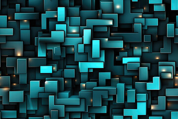 Wall Mural - geometric futuristic seamless pattern shapes on blue green background