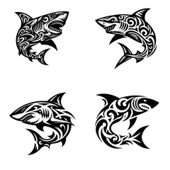 Shark tribal logo icon design illustration template