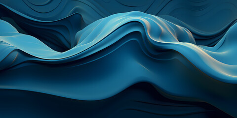 Wall Mural - A blue background with a lot of waves and bubbles, Blue wavy backdrop