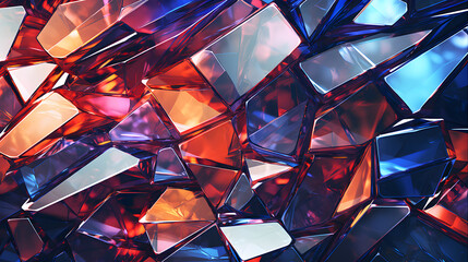 Canvas Print - Colorful abstract background with close-up of geometric crystal shapes and depth of eld, suitable for creative projects and graphic designs