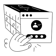 Canvas Print - Modern hand drawn mini illustration of portal login 
