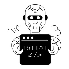 Wall Mural - mini hand drawn illustration of ai programming