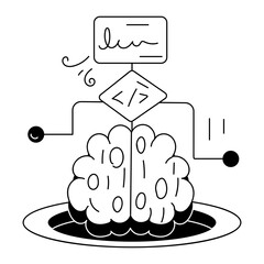 Wall Mural - mini doodle illustration of ai coding