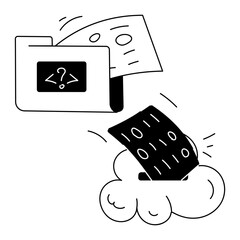 Wall Mural - check this doodle mini illustration of cloud coding