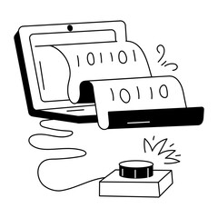 Wall Mural - check this hand drawn mini illustration of binary file