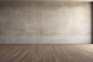 Empty room with wooden floor and concrete wall