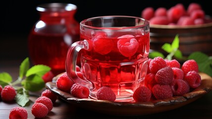 Canvas Print - Close-up of raspberry fruit tea