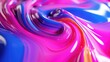 The close up of a glossy liquid surface abstract in hot pink, electric blue, and neon green colors with a soft focus. 3D illustration of exuberant. generative AI