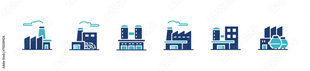 Factory Structural Icons industry factory buildings icon set business manufacture station vector ...