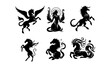 Mythological Monsters detailed Vector or Silhouettes set 02